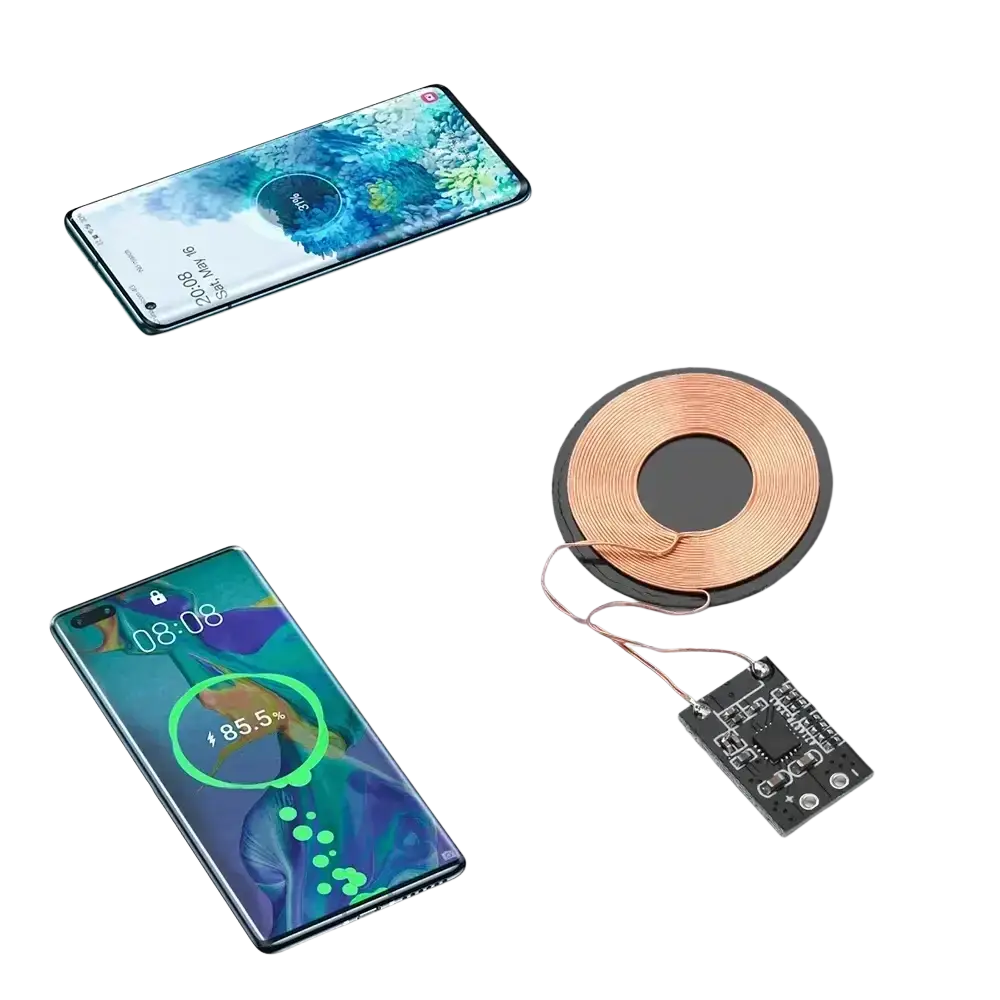Wireless charging receiver module 5v pcba with coil and circuit board assembly for smartphone input voltage and output current