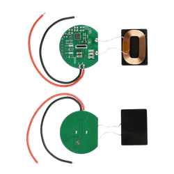 Green circular wireless charging receiver module type-c with copper coil and red black wires positive negative solder pad output
