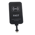 Black rectangular wireless charging receiver with usb-c connector and white fast branding for 10w wireless charging