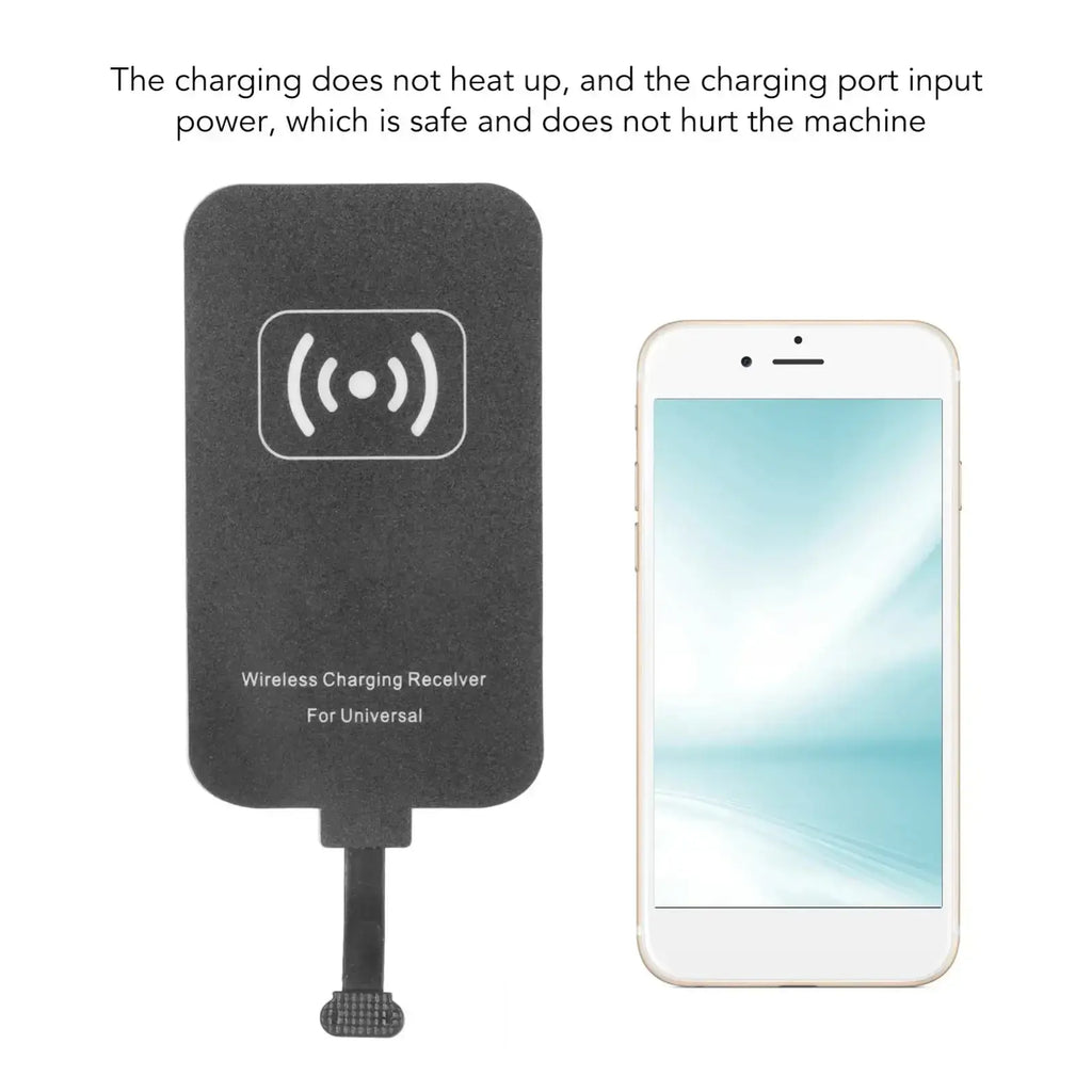 Black wireless charging receiver type-c 10w fast charger with white symbol, designed for universal wireless charging use