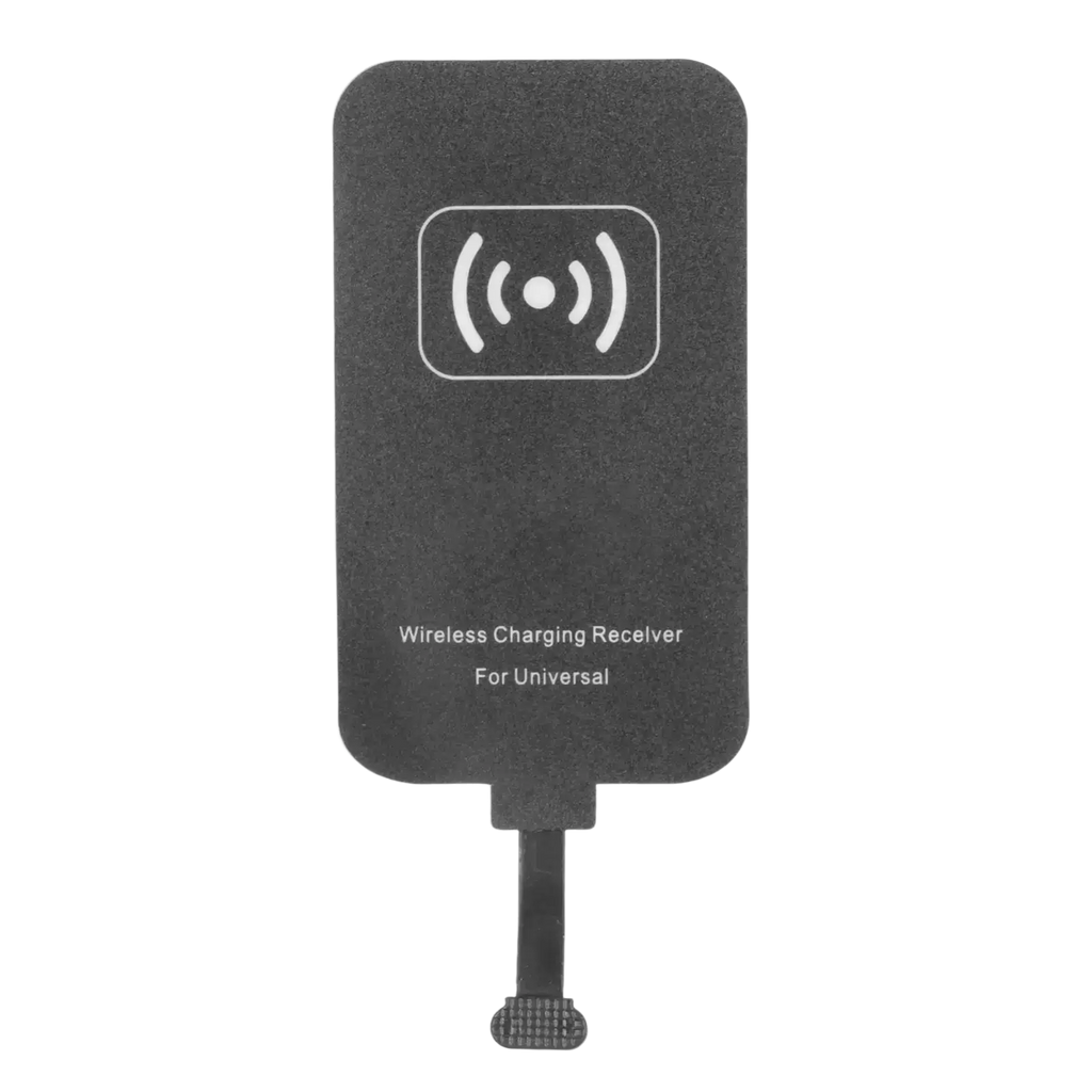 Black wireless charging receiver type-c with matte finish and white icon for universal 10w fast wireless charging