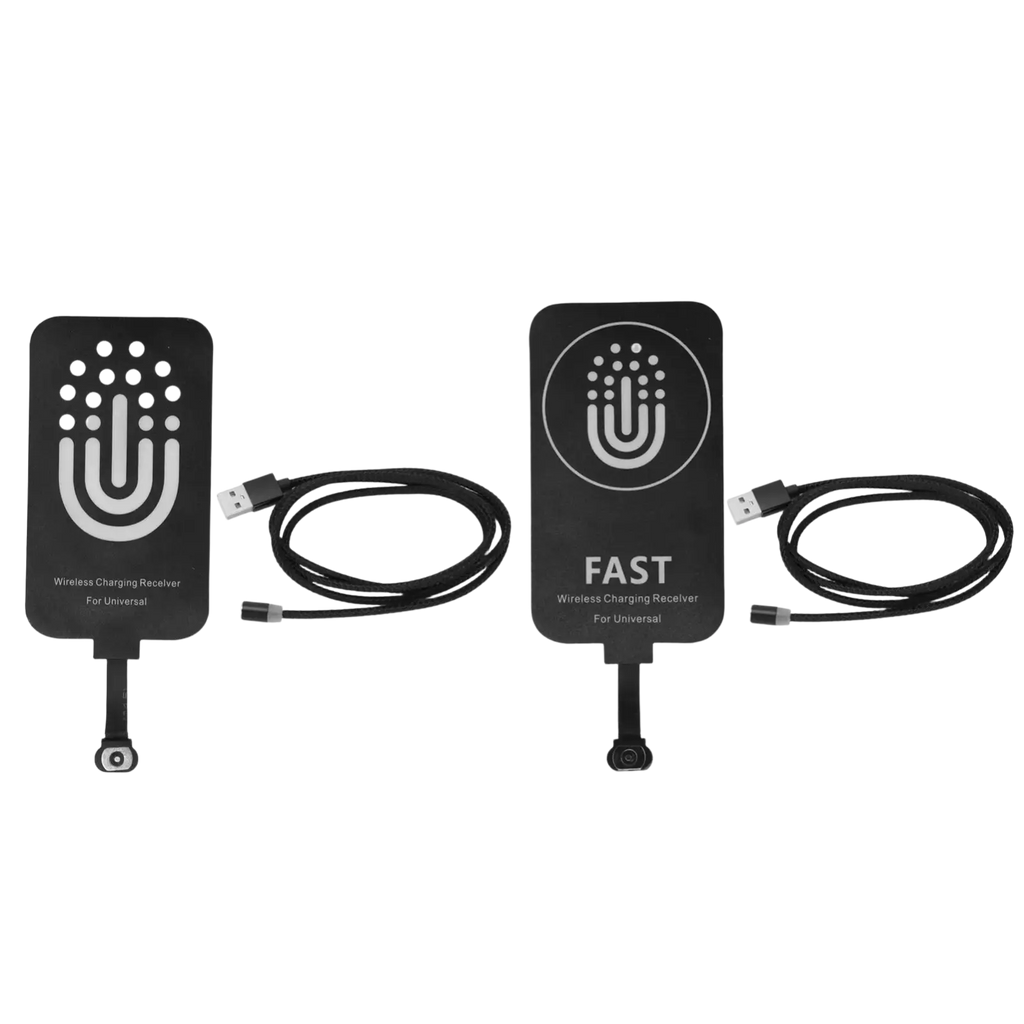 Black wireless charging receiver with type c interface and silver fingerprint logo for mobile phone wireless charging