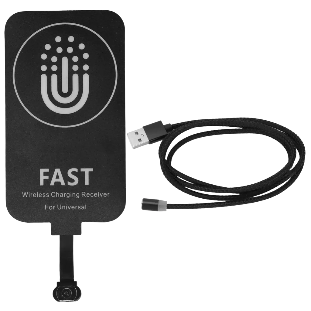 Black rectangular wireless charging receiver with type c interface usb cable for mobile phone universal use by fast brand