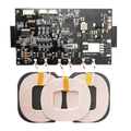 Black wireless charging transmitter module jfh-pwc-tx735 with three pink coils and yellow tape for quick charging wireless