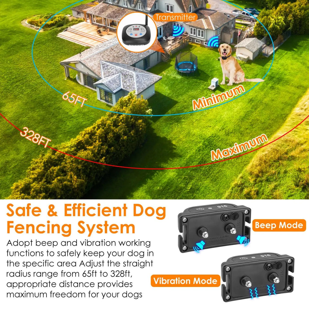 Black plastic wireless dog fence transmitter with digital display and antenna for gps location monitor collar system