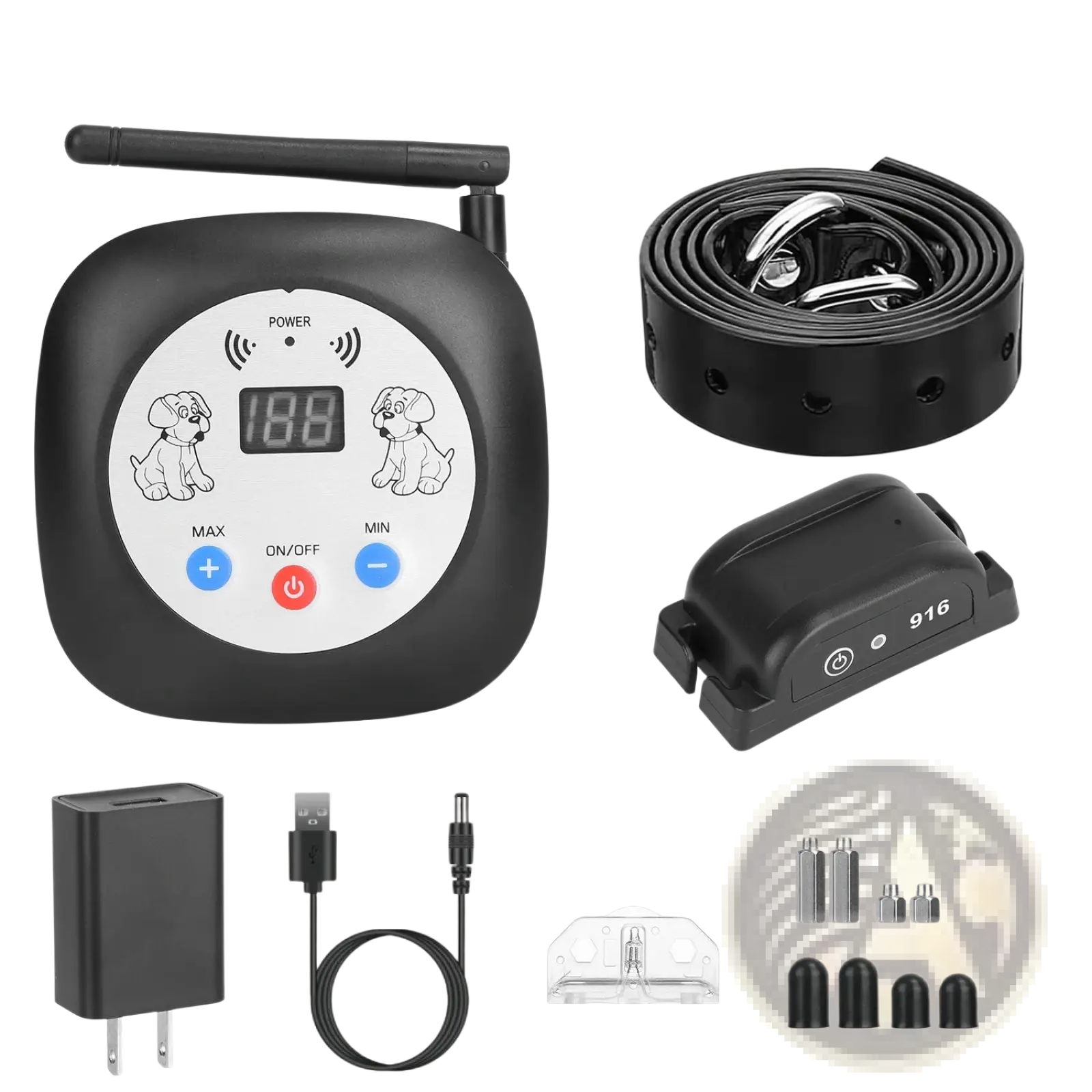 Black wireless dog fence transmitter with digital display and control buttons for gps location monitor collar system