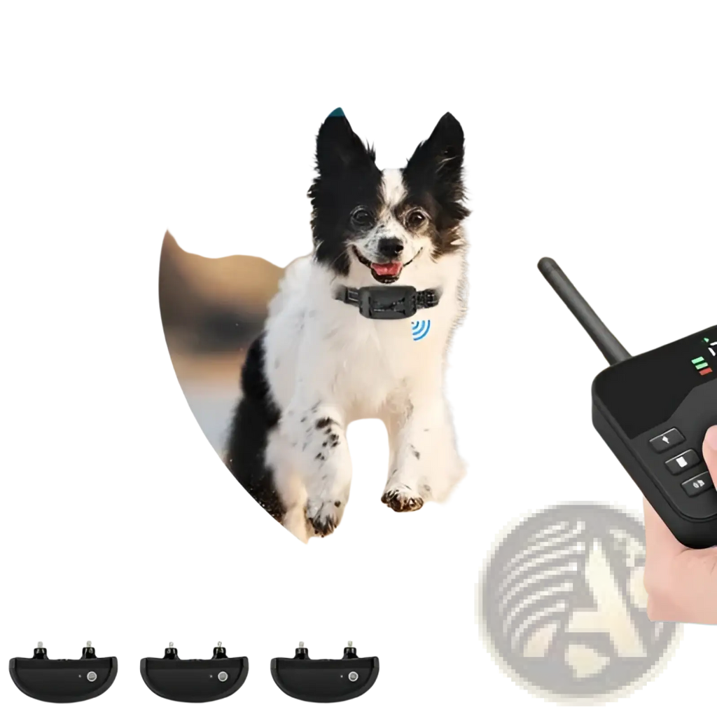 Black usb rechargeable wireless dog fence and training collar system with 9-level vibration and shock intensity settings
