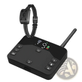Black wireless dog collar and receiver system with digital display antenna and control buttons for training fence use ipx6
