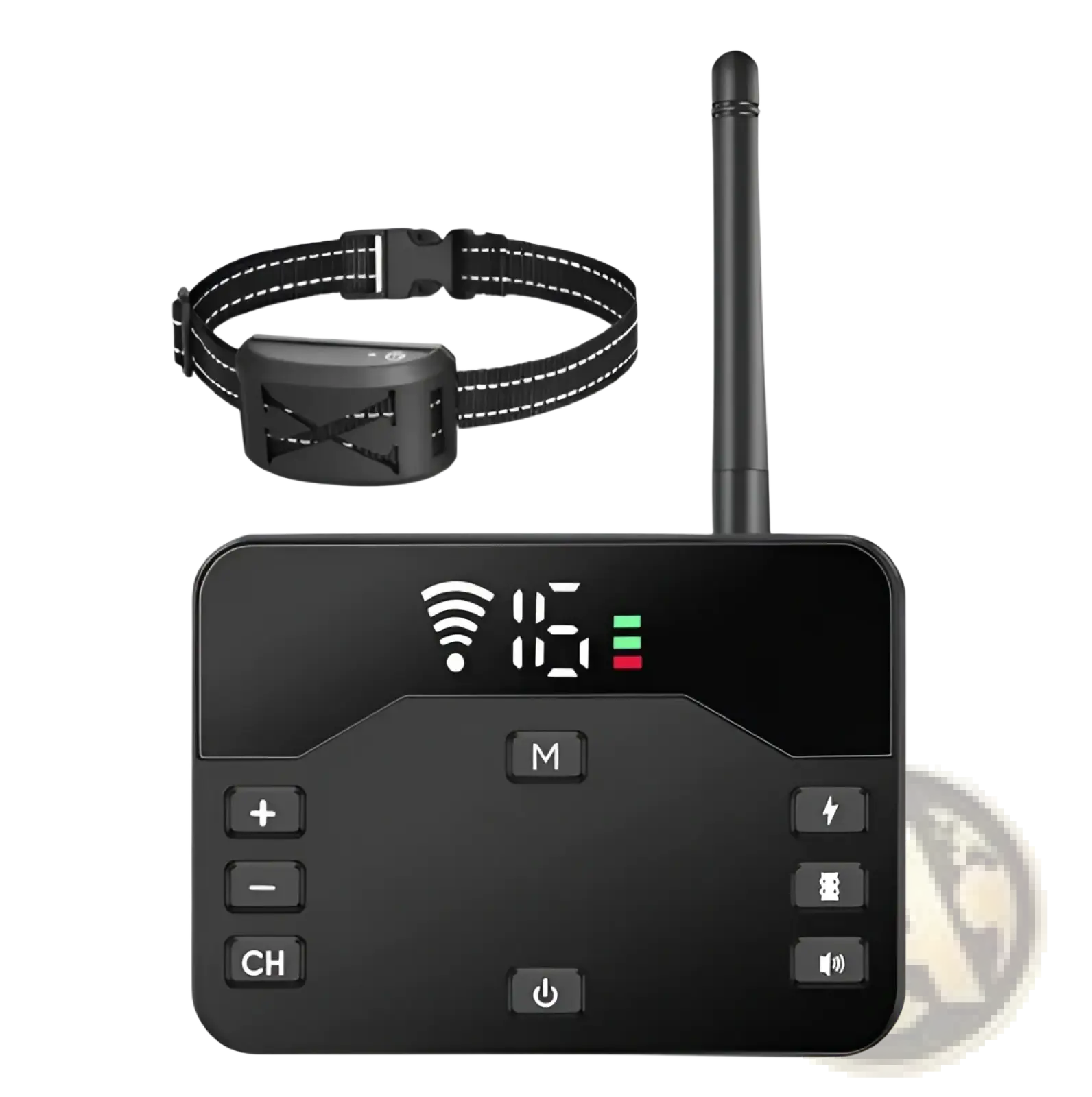 Black wireless dog fence and training collar system ipx6 with digital display and receiver for pet containment and training