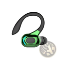 Green and black wireless ear hook sport earbuds with sleek curved design and bluetooth 5.2 connectivity