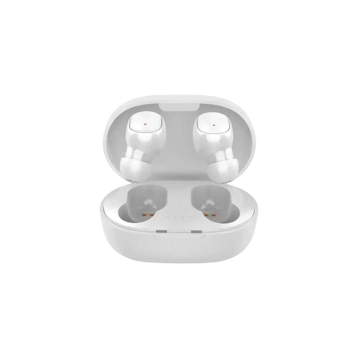 White wireless earbuds bluetooth version 5.3 with polymer lithium battery in 280mah charging box case