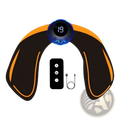 Black and orange wireless ems glute stimulator with digital display showing 19 for muscle toning and stimulation