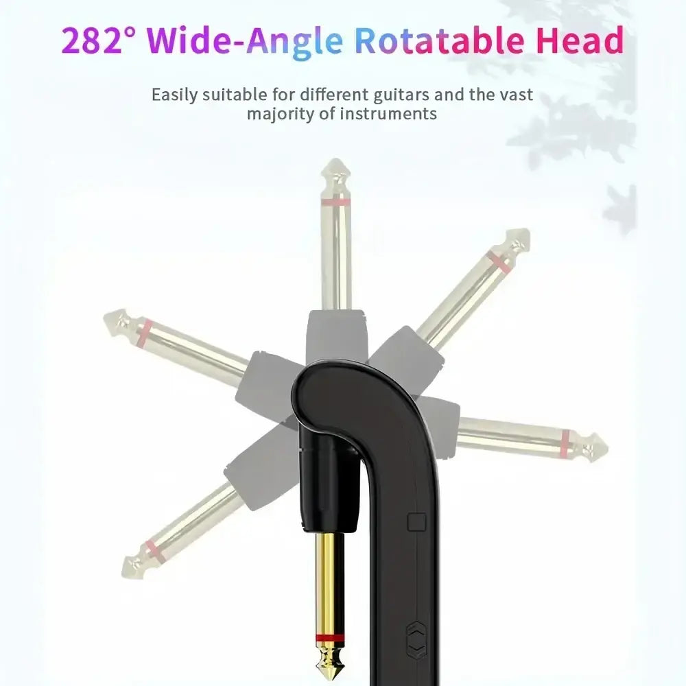 Black 282 degree rotatable guitar cable jack head with gold-plated connector and red stripe for wireless guitar transmitter system