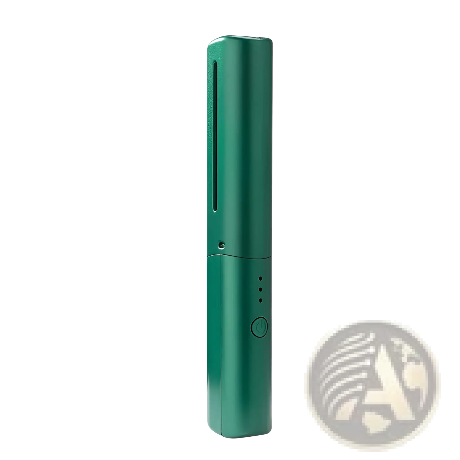 Green metallic wireless hair straightener brush with ceramic comb power button and indicator lights portable design