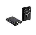 Black wireless magnetic power banks 10000mah featuring circular wireless pad and multiple usb ports for fast charging