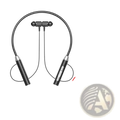 Black and silver wireless neckband gaming earphones with bluetooth led and a sleek minimalist design