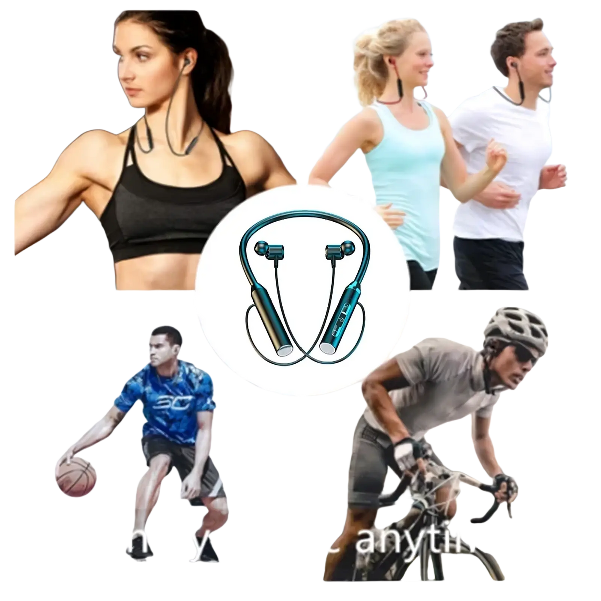 Teal and gold wireless neckband gaming earphones with bluetooth led and sleek ergonomic design