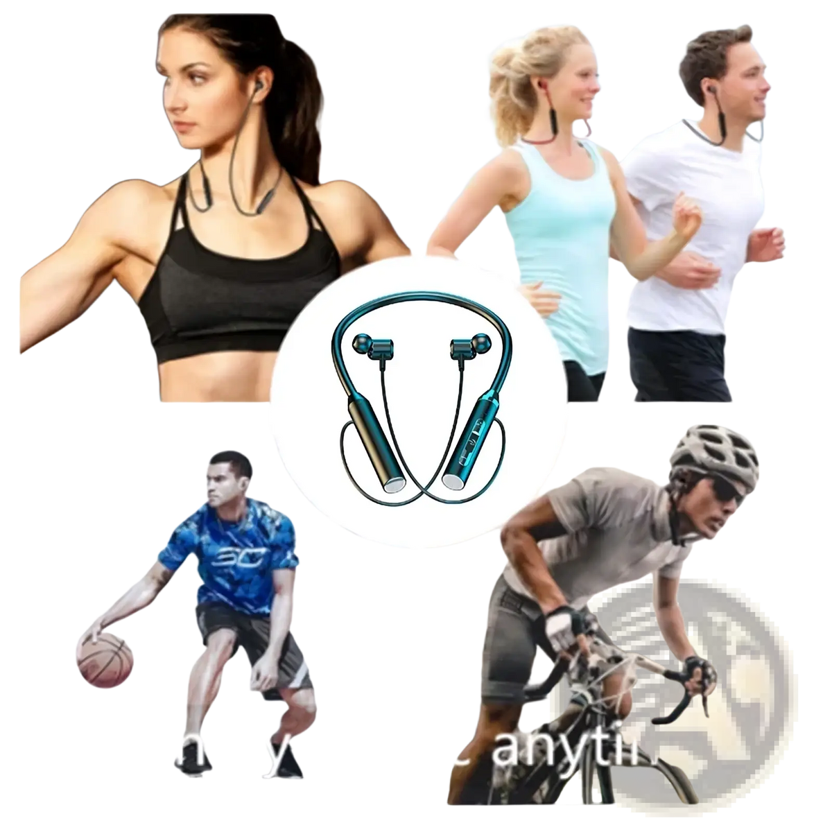 Teal and gold wireless neckband gaming earphones with bluetooth led and sleek ergonomic design