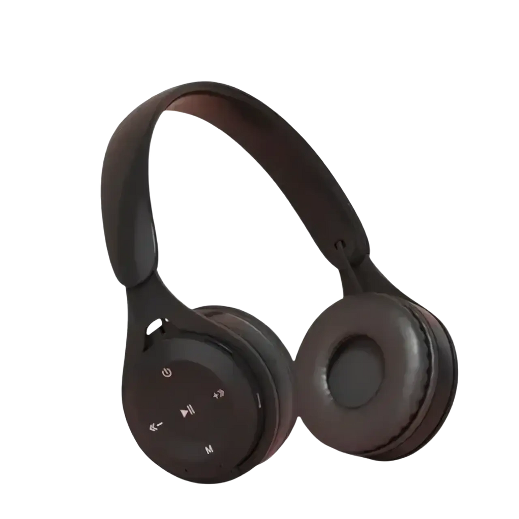 Black wireless over ear bluetooth headphones with padded earcups 3.5mm audio port and fast charging time