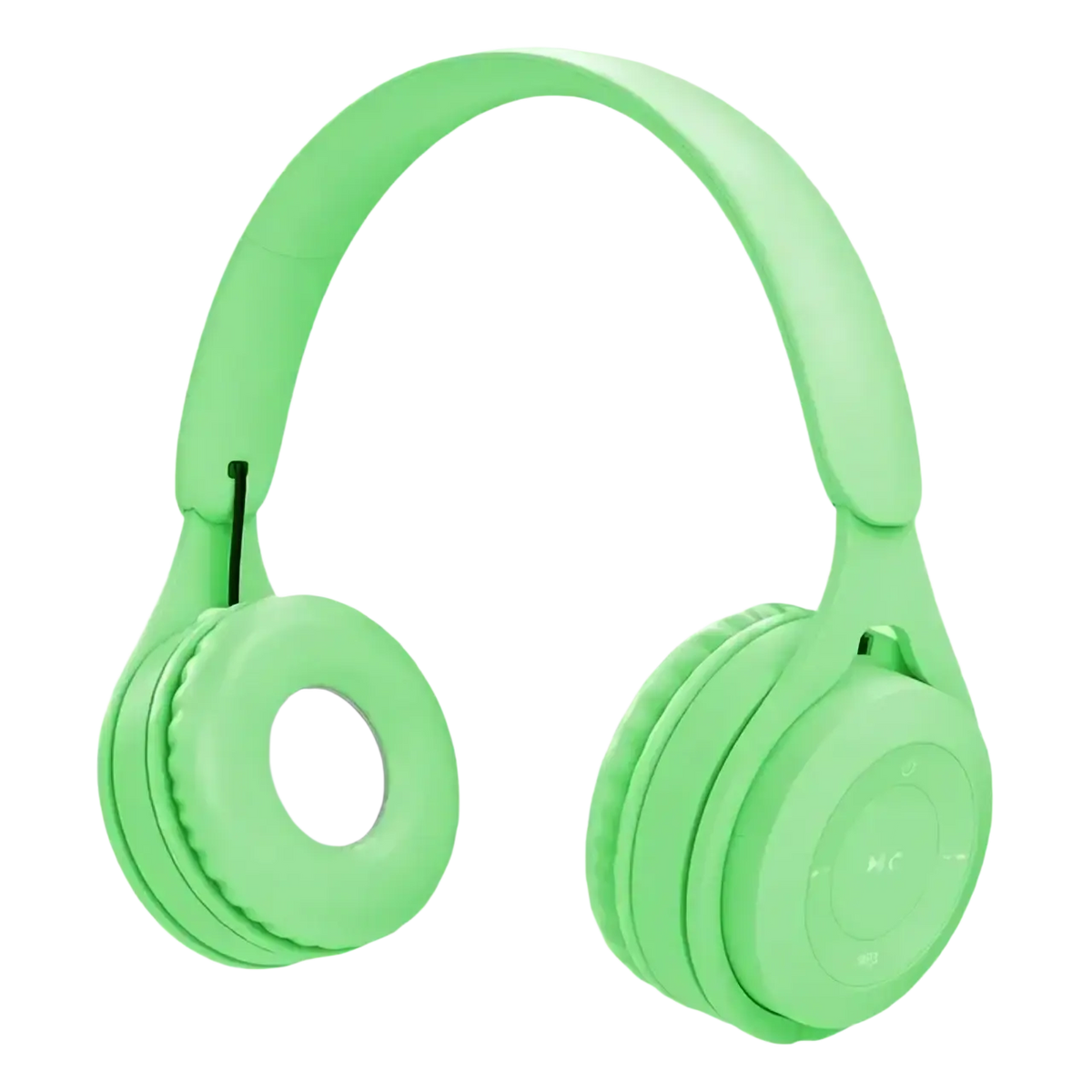 Mint green wireless over ear bluetooth headphones with soft padded earcups and 3.5mm audio port for ease of use