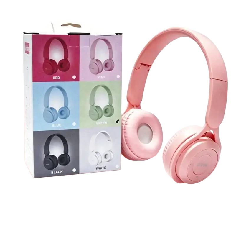 Pink wireless over ear bluetooth headphones with soft padded earcups sleek headband and 3.5mm audio port charging time optimization
