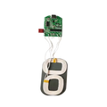 Picture shows a green wireless pcba 15w fast charging circuit board with white coiled wire and type-c label