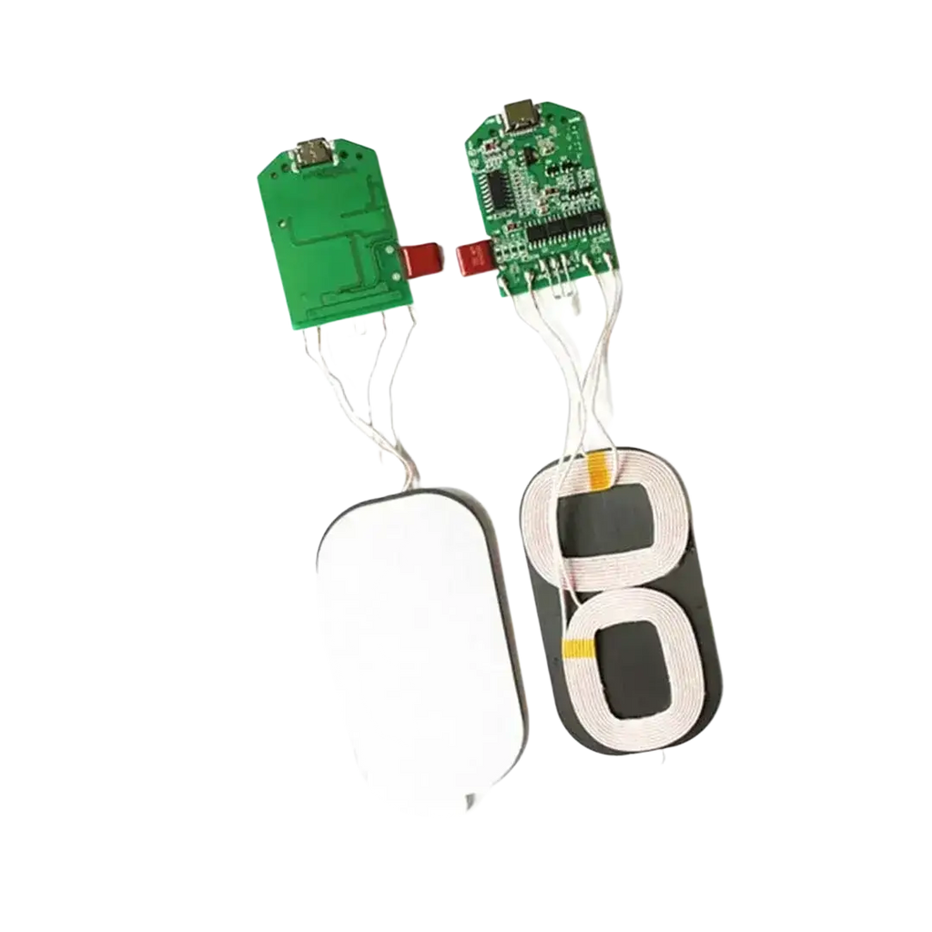 Wireless pcba 15w fast charging transmitter module with green circuit boards and white coils for fast charging