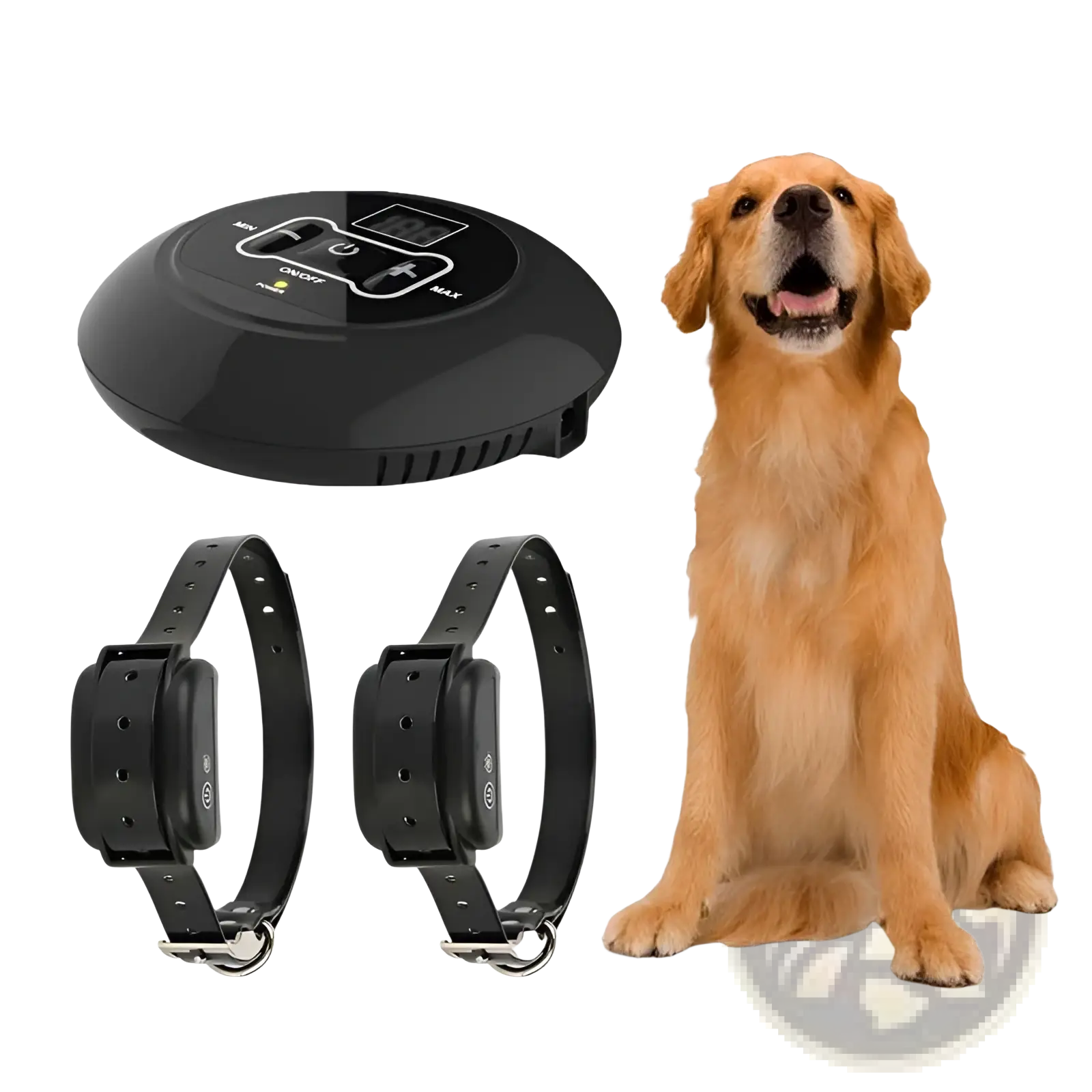 Black wireless pet fence electric waterproof training collar system with two collars and remote control