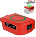 Red portable wireless phone charger with green charging pad usb-a and type-c ports supports fast charging 18v battery protocol