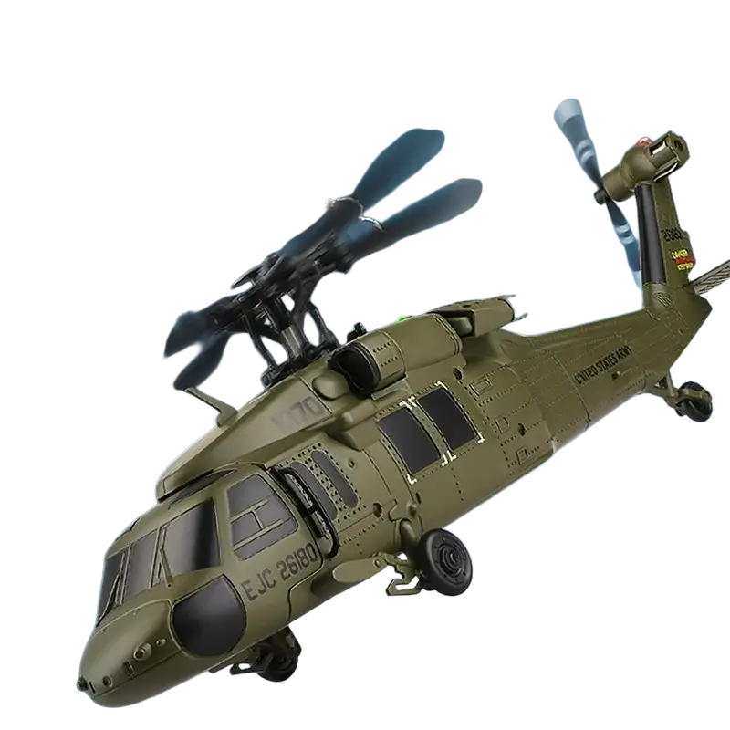 Olive green wltoys K170 uh-60l remote control helicopter model with detailed military markings and 800mah 20c flight time