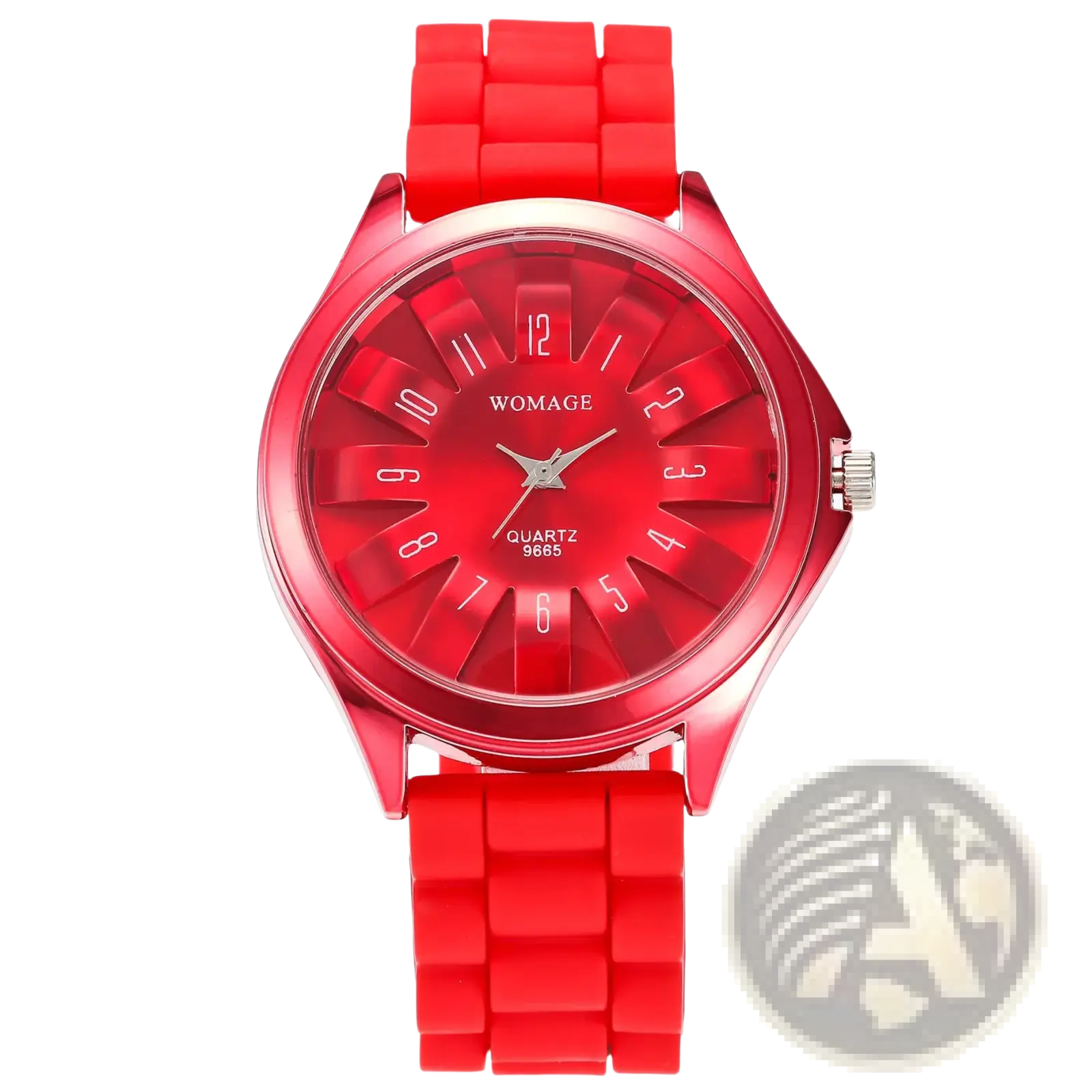Vibrant red womage floral silicone watch with translucent dial silver-tone hands casual dress timepiece