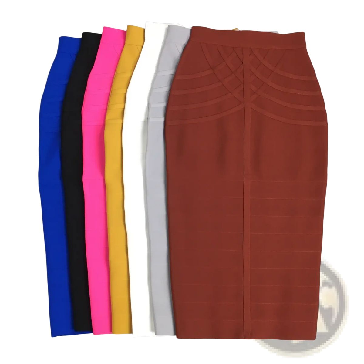 Women bandage midi skirt high waisted pencil skirts in vibrant blue black pink yellow white and gray colors