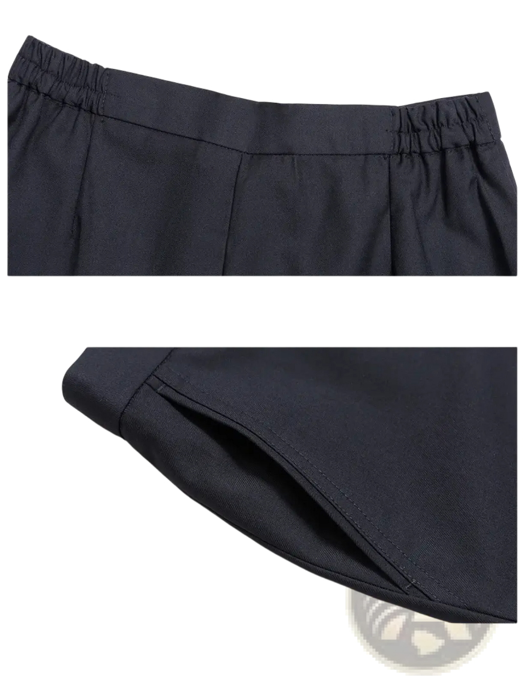Women black formal office trousers with elastic waist and side pockets made of smooth fabric