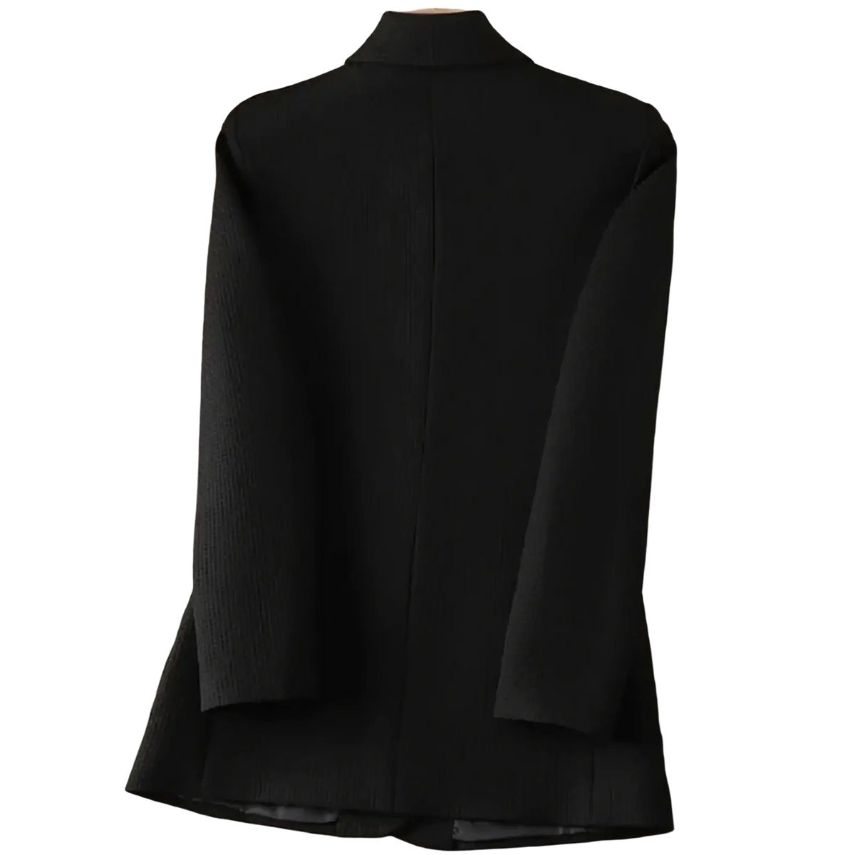 Women black solid knit blazer with structured fit and subtle texture in tailored design