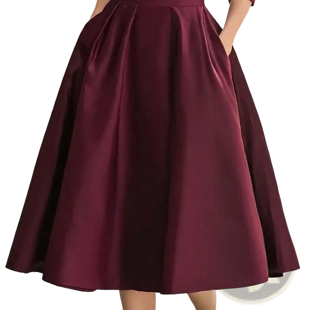 Women blazer dress elegant v neck midi work dress with a flowing deep burgundy satin midi skirt with pleats and flared silhouette