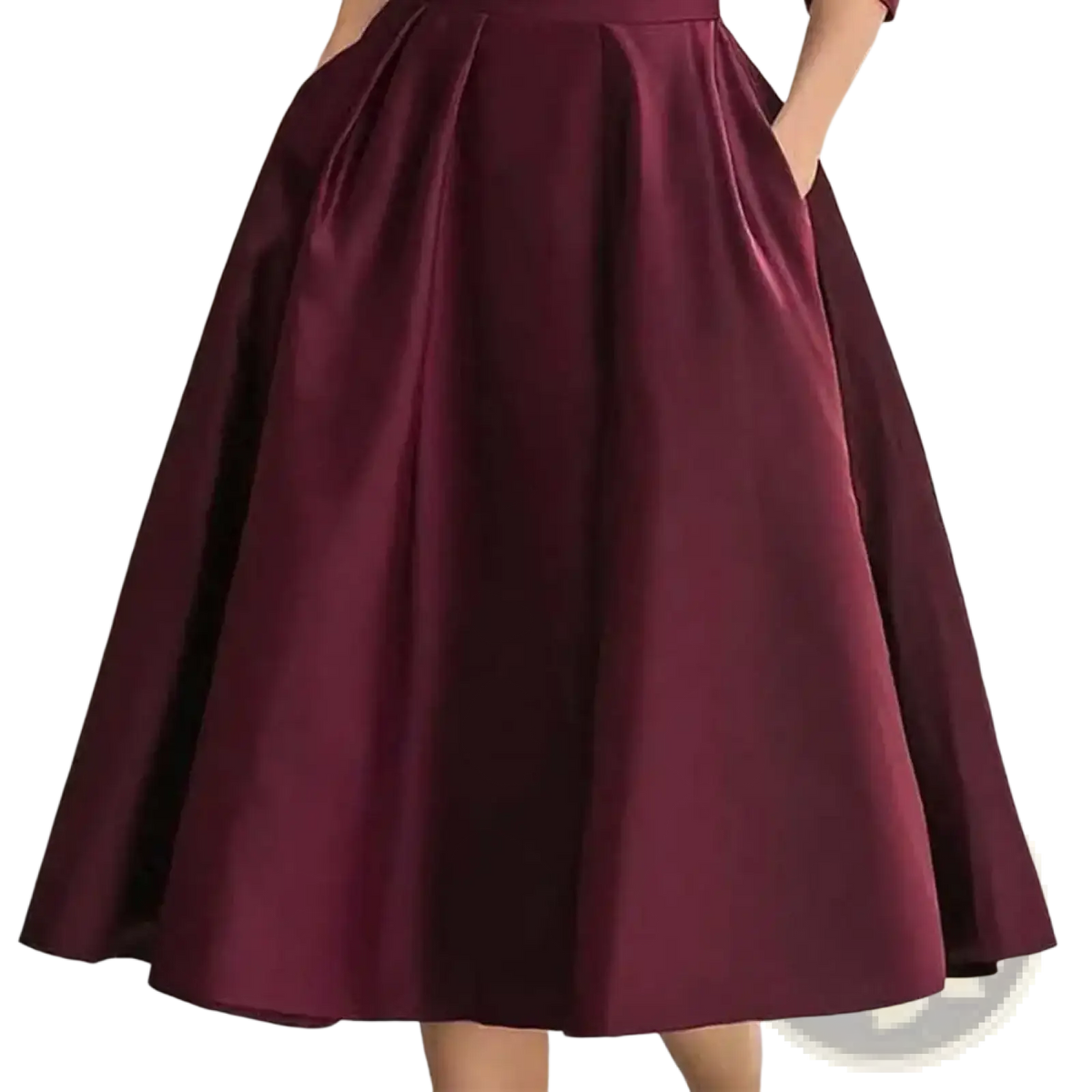 Women blazer dress elegant v neck midi work dress with a flowing deep burgundy satin midi skirt with pleats and flared silhouette