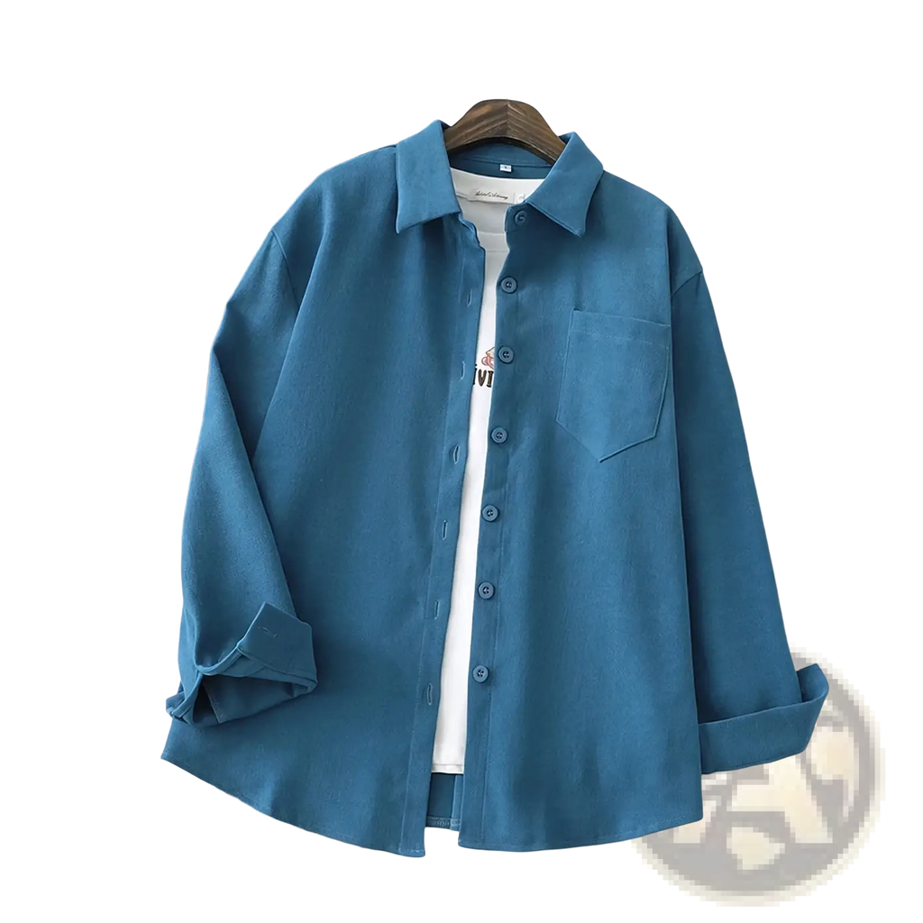 Women button down blouse long sleeve casual shirt in teal with classic collar and chest pocket