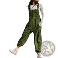 Olive green women cargo overalls with adjustable straps and multiple pockets casual loose sleeveless jumpsuit