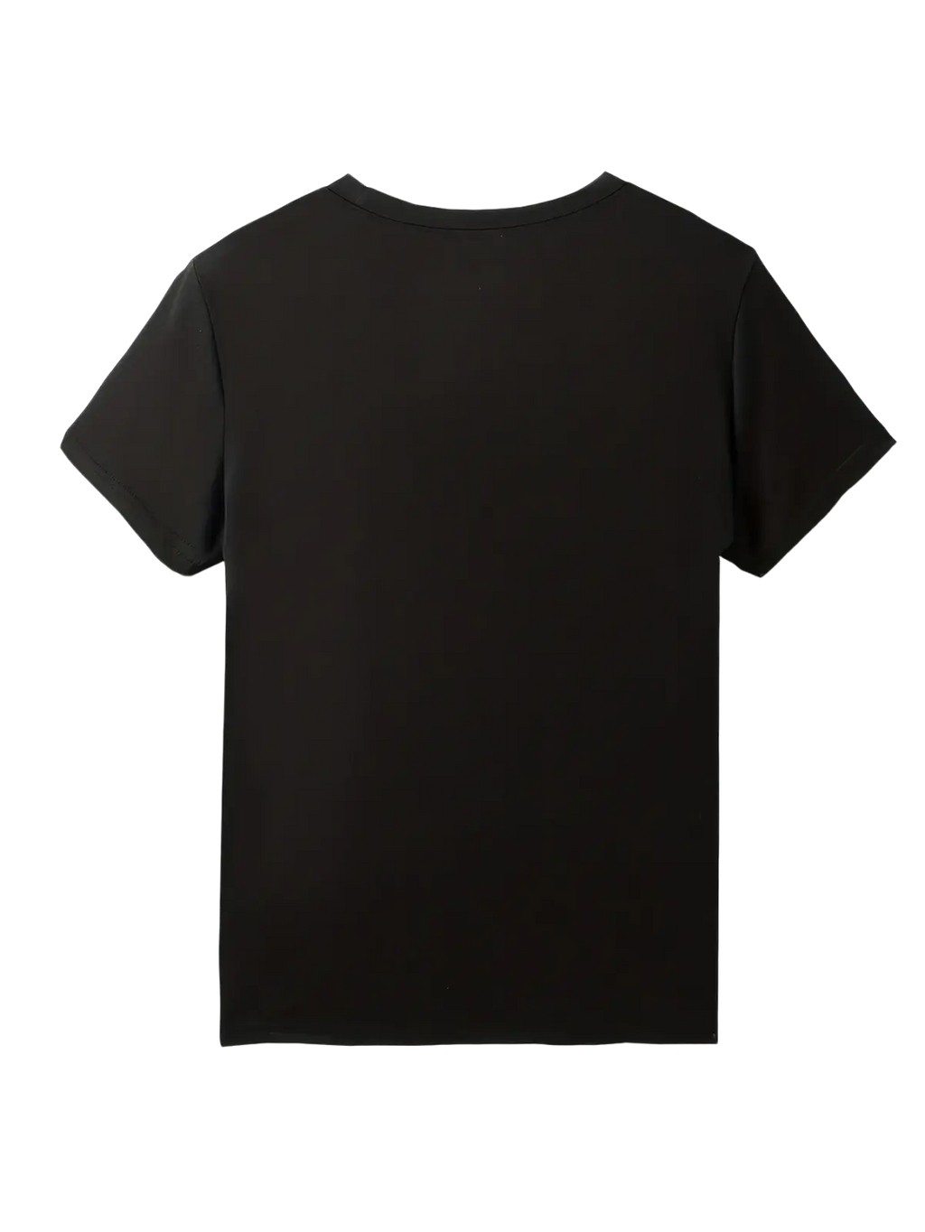 Black short-sleeved women casual graphic t shirt with a simple crew neck design titled enjoy the little things