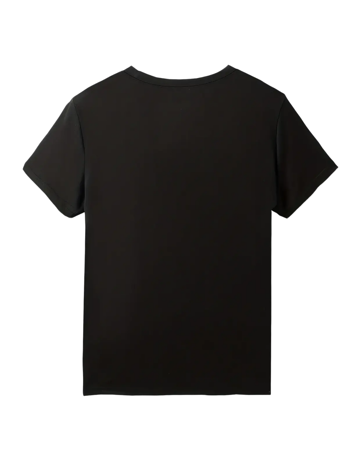 Black short-sleeved women casual graphic t shirt with a simple crew neck design titled enjoy the little things