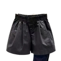 Women casual pants high waist loose summer shorts in black with elastic waistband and single button closure