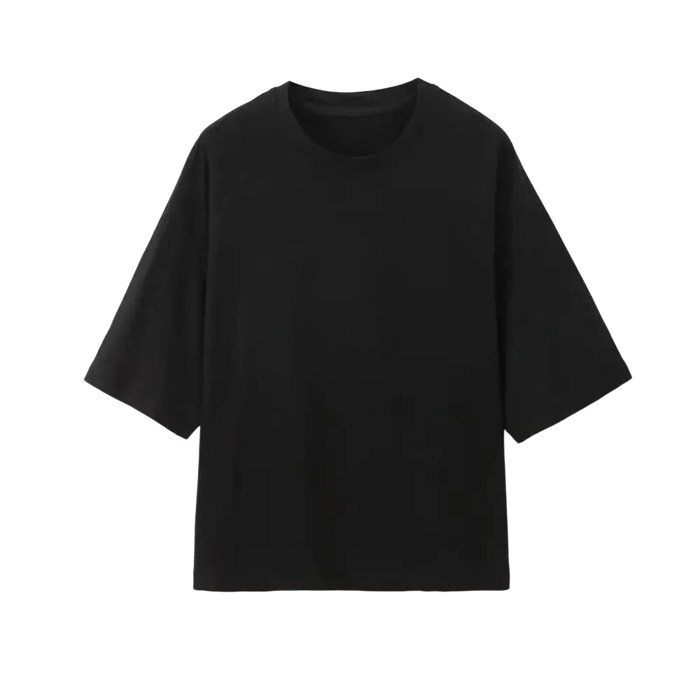 Black minimalist crew-neck women casual t shirt with relaxed fit and short sleeves for everyday wear