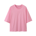 A soft pink oversized crewneck women casual short sleeve loose t shirt with a relaxed fit and comfortable fabric