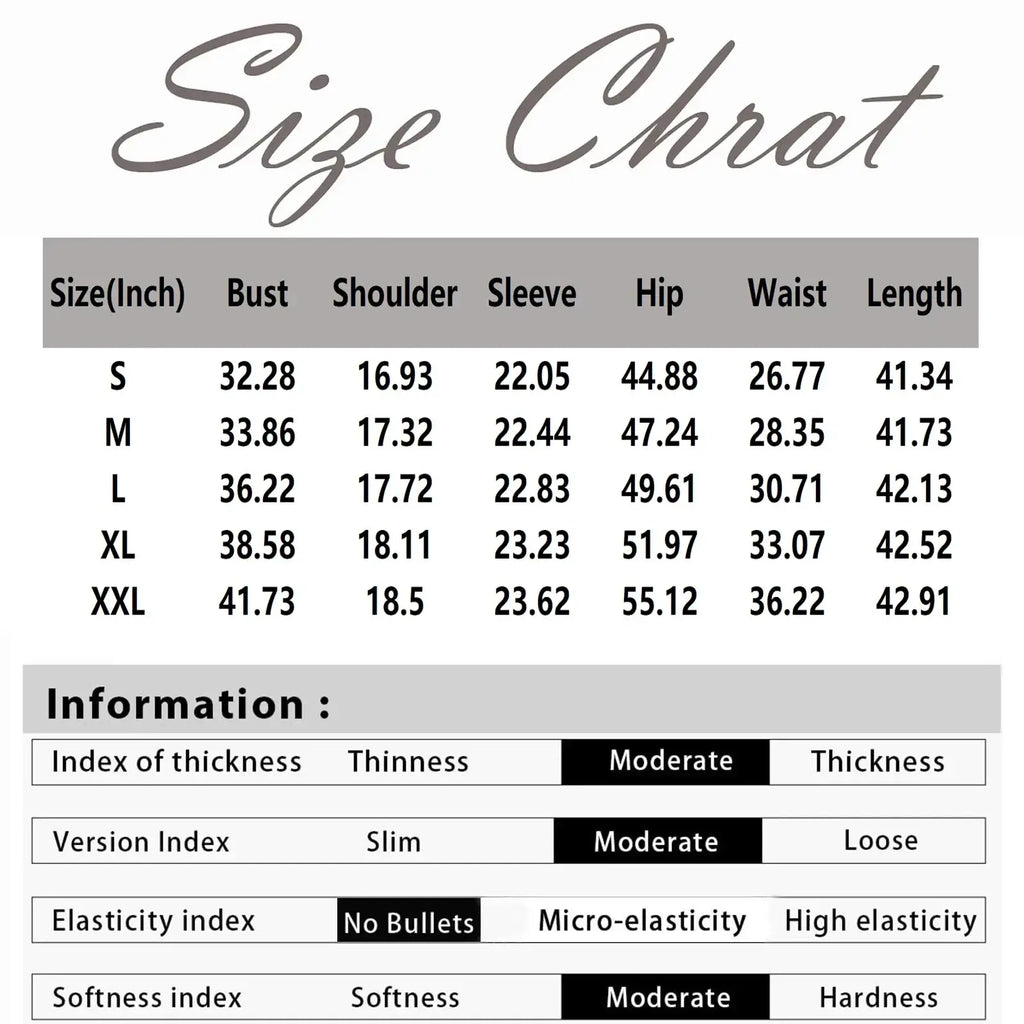Size chart for women Christmas faux fur A-line dress showing moderate thickness slim-fit garment with no bullet elasticity