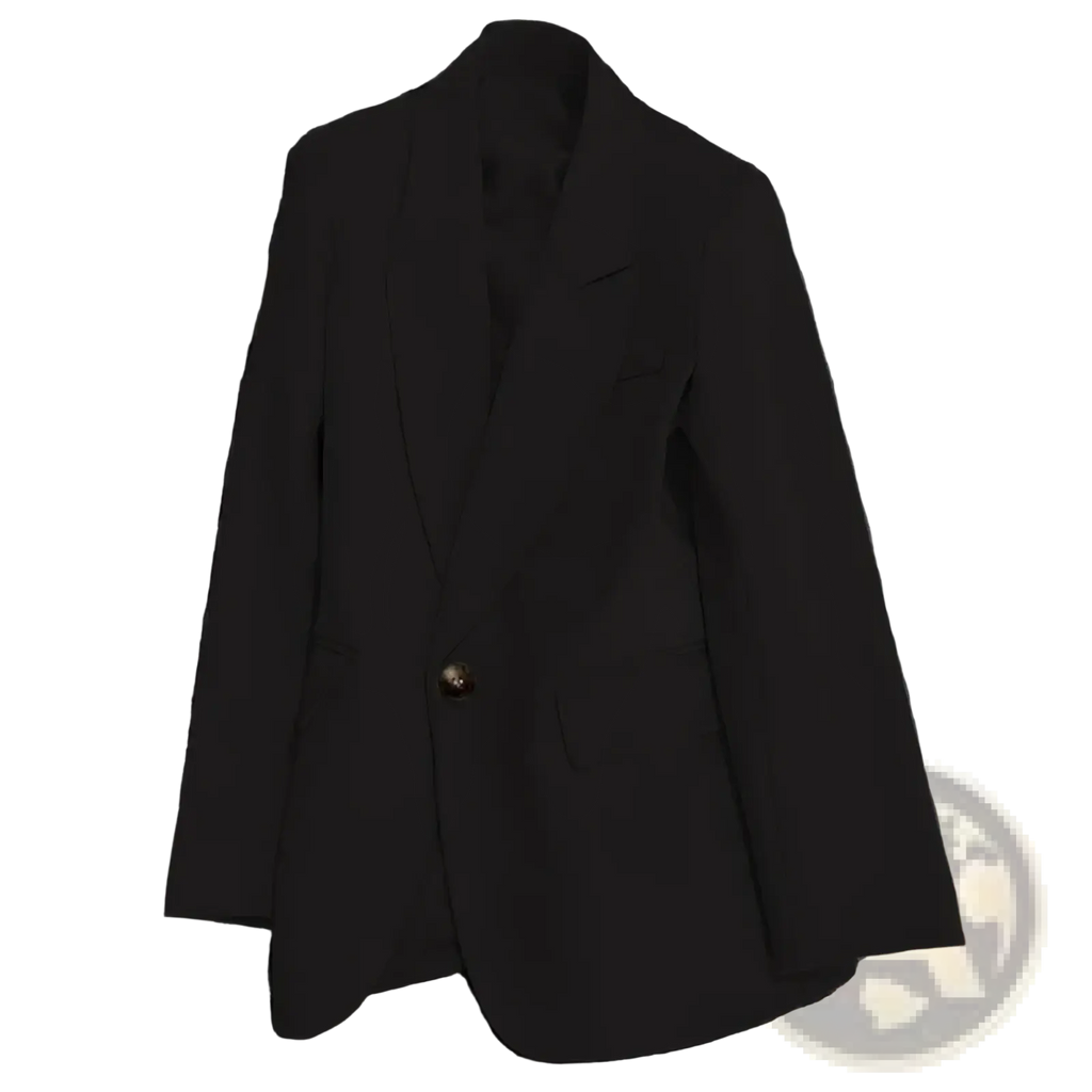 Black women coffee blazer single button casual suit jacket with structured shoulders for a polished look