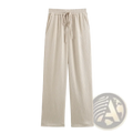 Beige corduroy wide-leg pants with elastic waistband and drawstring from women corduroy pant suit double breasted blazer