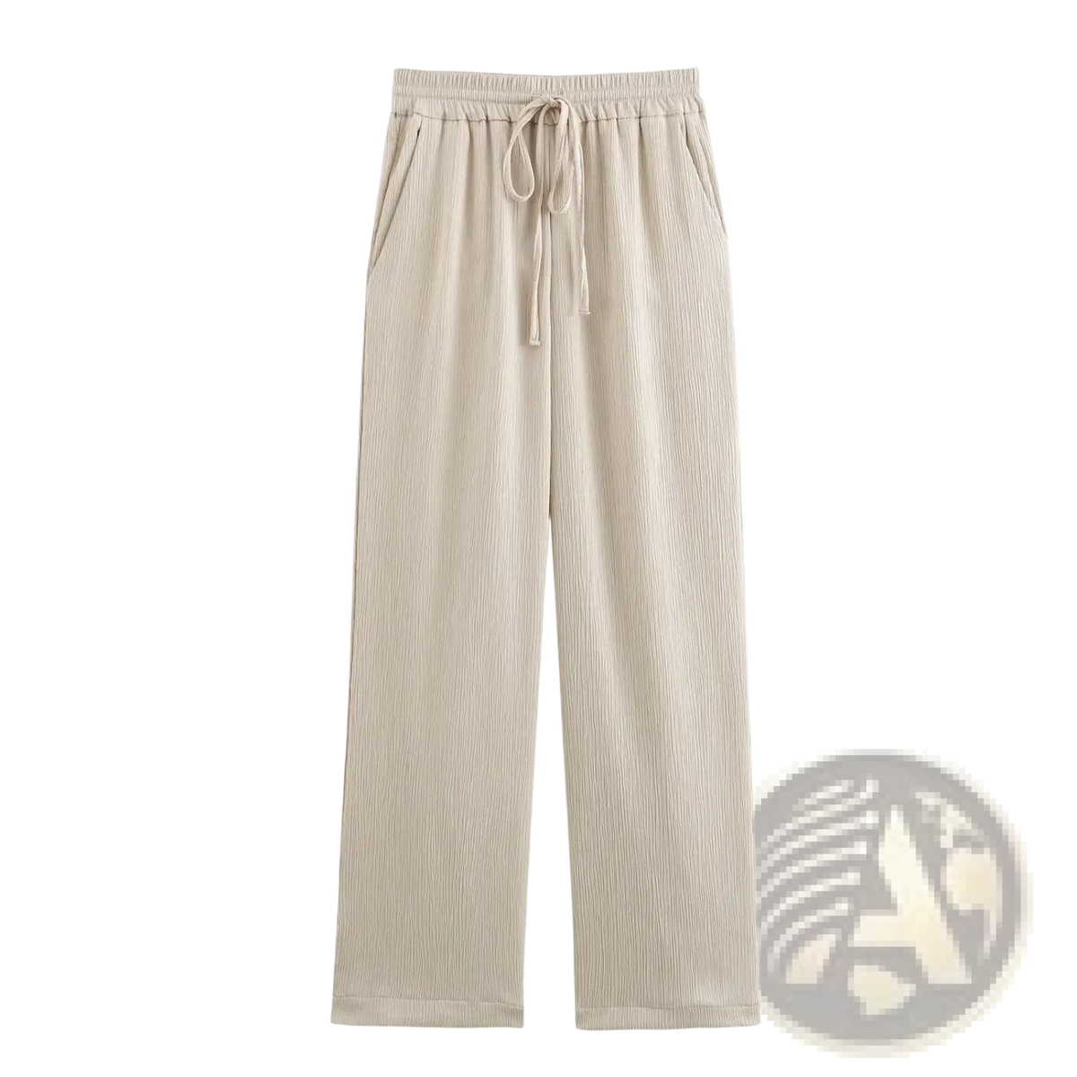 Beige corduroy wide-leg pants with elastic waistband and drawstring from women corduroy pant suit double breasted blazer