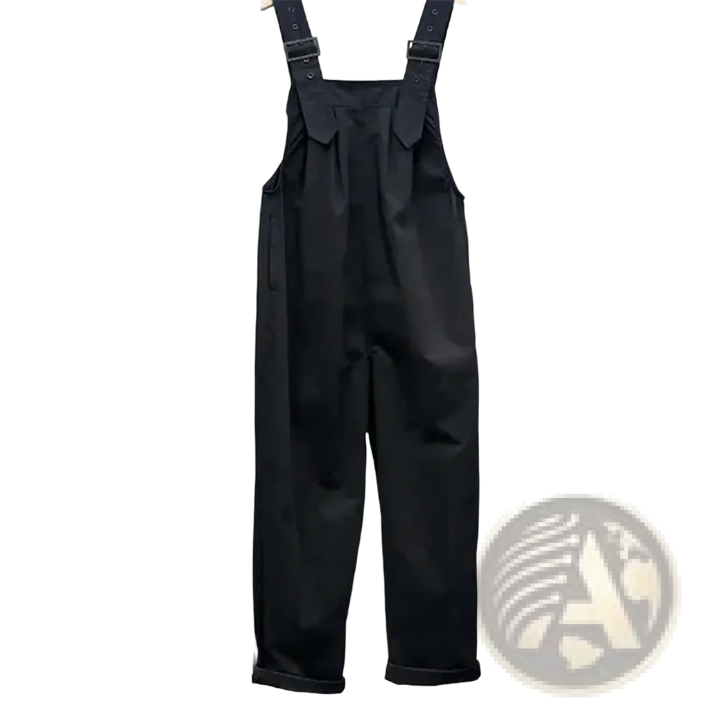 Black cotton women dungaree jumpsuit with adjustable shoulder straps and rolled cuffs for casual wear