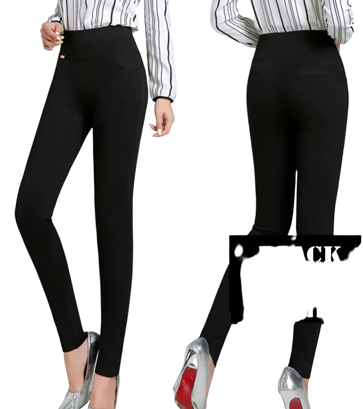 Black women cotton high waisted leggings with a smooth form fitting design ideal for workout pants use