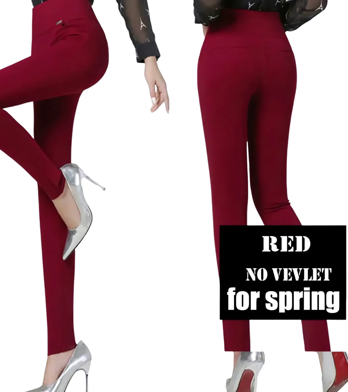 Deep red women cotton high waisted leggings with smooth stretchy fabric for workout pants use